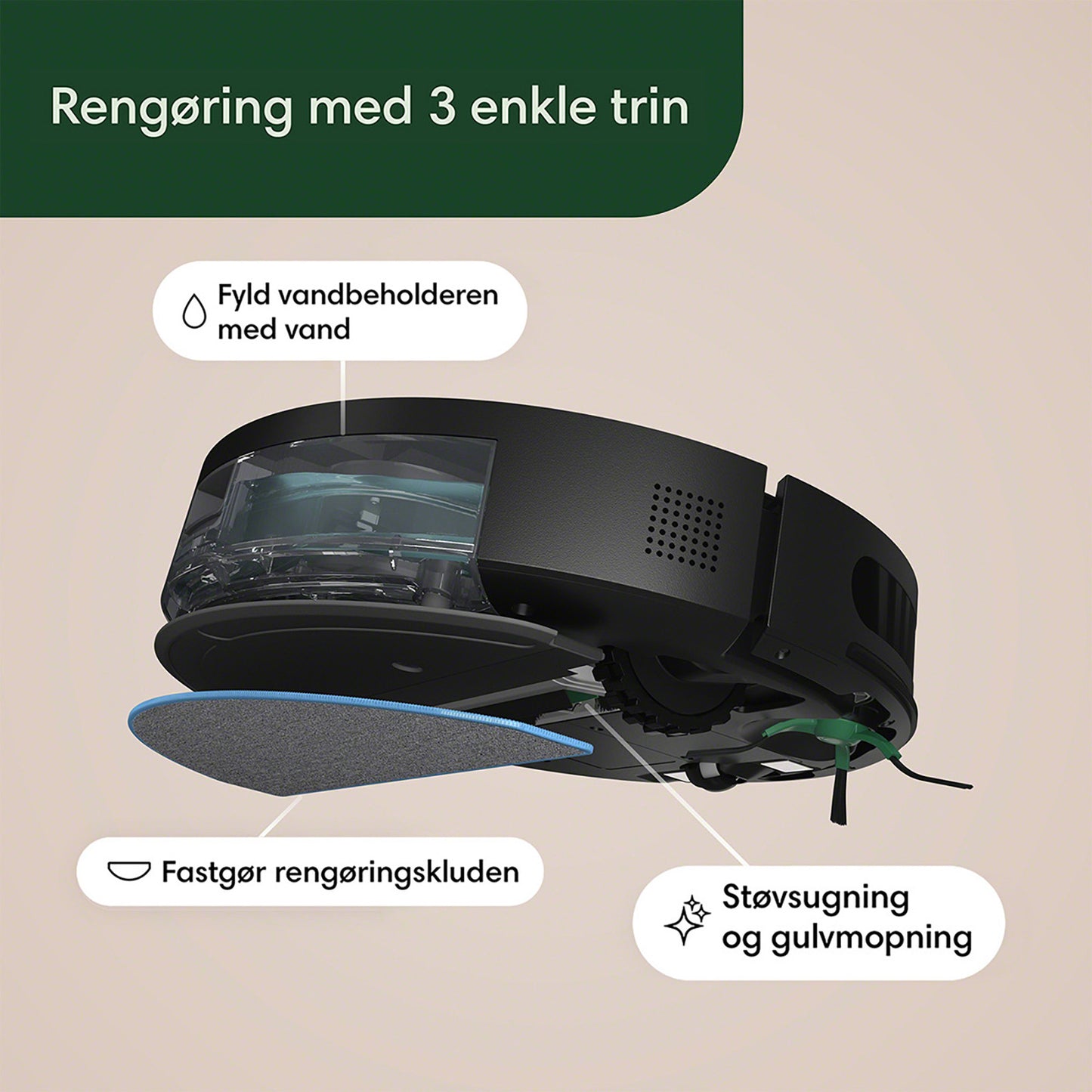 Roomba Combo® Essential robotstøvsuger og -gulvmoppe grå (demo) Sort
